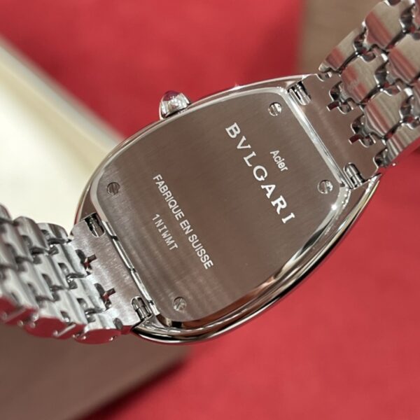 8 BVLGARI SERPENTI Series 103141 (Silver, Stainless Steel, Opal Dial, Natural Purple-Red Gem Crown, Swiss Quartz Movement)