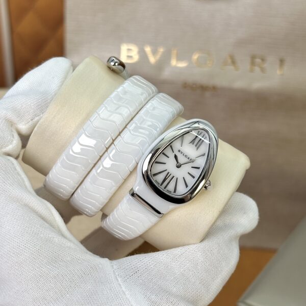 8 BVLGARI Serpenti 32HF00 (White Dial, Steel & Ceramic)