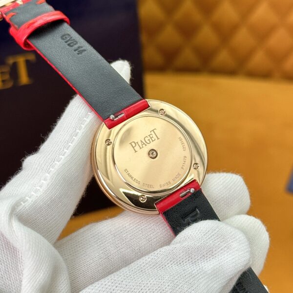 9 Piaget Limelight Movement - Ruby and Mother-of-Pearl Dial with Alligator Strap G0A43090 (Red & White)