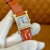 Hermès Heure H Watch (Mother of Pearl Dial, Orange Crocodile Leather Strap)