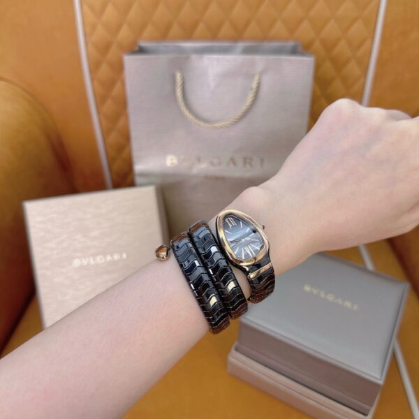 9 BVLGARI Serpenti 32HF00 (Black Dial, Rose Gold & Ceramic)